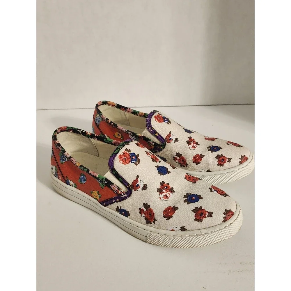 Coach Women's Parkside Slip On Sneaker Floral Sz 6 B Leather Low Top Q9100